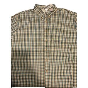 Basic Editions Mens Short Sleeve Plaid Button Up Shirt Casual